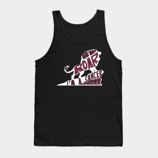 multiple myeloma cancer Awareness burgundy ribbon hear me roar I'm a cancer survivor Tank Top